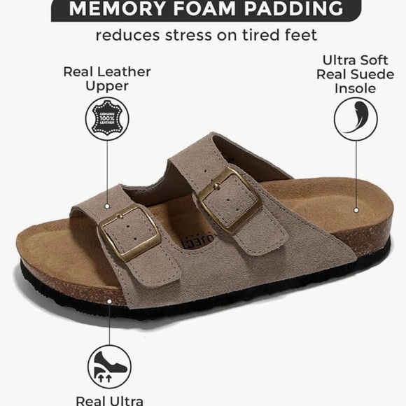 Project cloud - Grey leather “Birkenstock” sandals - NEW with tag - Picture 4 of 5